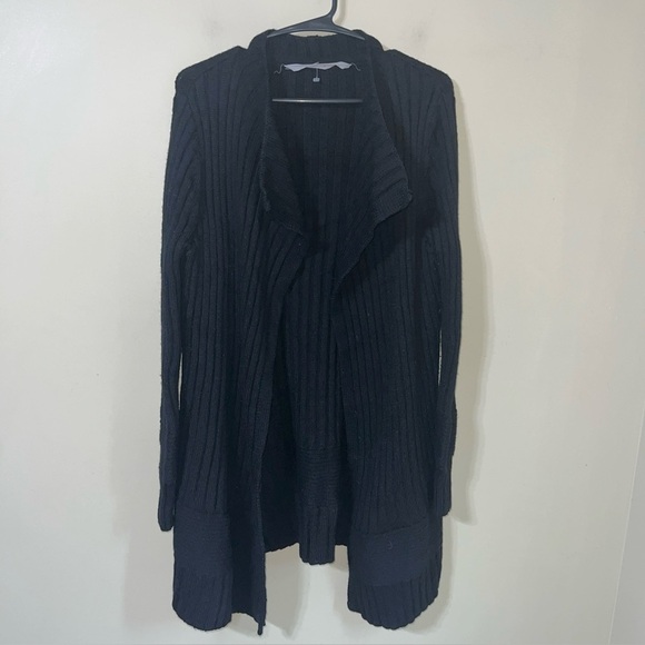 Athleta Wildwood Wool Ribbed Open Cardigan Black Medium - Picture 2 of 6
